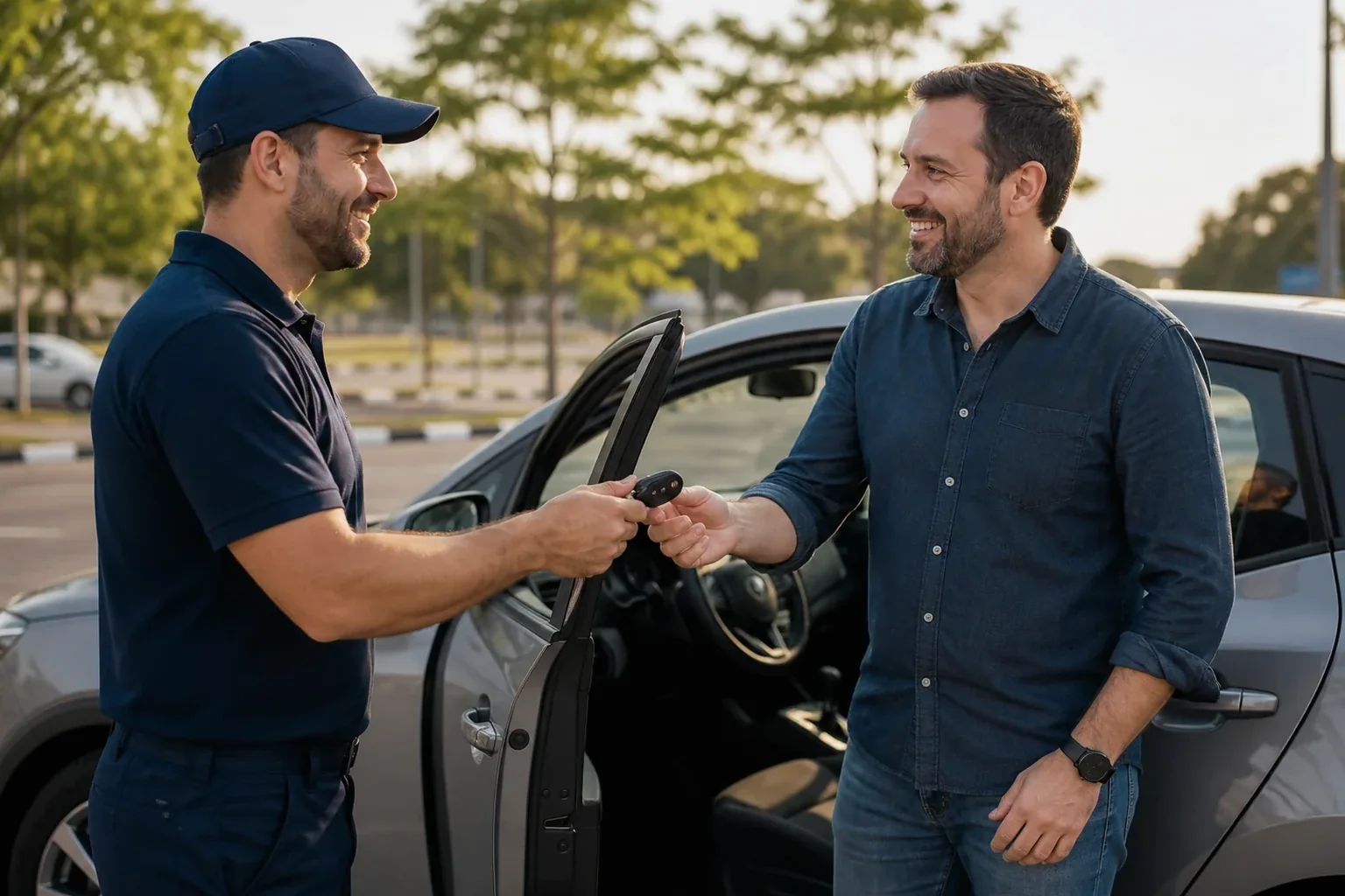 Chaveiro abrindo um carro em Sapucaia do Sul utilizando ferramentas profissionais.